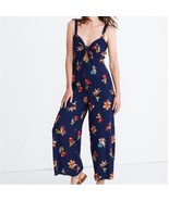 NWOT MADEWELL Navy Plumeria Cutout Floral Wide Leg Jumpsuit Bird of Para... - €53,50 EUR