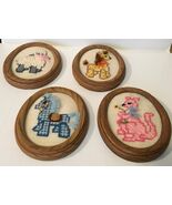 Whimsical Needlepoint Animals Oval Frames (4) - €19,04 EUR