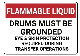 Flammable Liquid Drums Must Be Grounded Safety Sign Sticker Decal Label D7346 - £1.53 GBP+