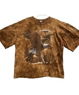 Vtg Bald Eagle All Over Graphic T-Shirt Brown Tie Dye Short Sleeve Y2K U... - £15.56 GBP