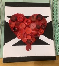 Wall Hanging Button Heart 8x10 Inches  - $14.01