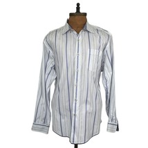 Tommy Bahama Mens Cotton XL Button Long Sleeve Shirt White &amp; Blue Striped - £25.39 GBP