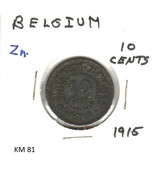 Belgium 10 Centimes, 1915, zinc, KM 81 - $3.42 CAD
