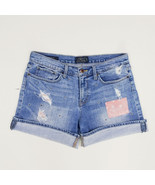 Lucky Brand Americana The Roll Up Jean Shorts 10 30 M Patriotic Distress... - $24.74