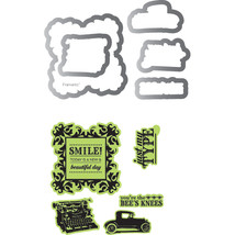 Sizzix Framelits Dies 6/Pkg W/Clear Stamps By Echo Park-Times &amp; Seasons - £34.72 GBP