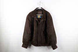 Vintage 90s Streetwear Mens XL Faded Suede Leather Flight Bomber Jacket Brown - £77.54 GBP
