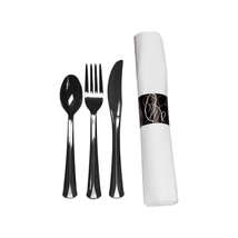 Napkin Roll with Fork, Knife, Spoon - Black (25ct) - £9.73 GBP