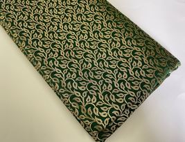 Indian Banarasi Brocade Fabric Green &amp; Gold Fabric Wedding Dress Fabric - NF628 - £5.97 GBP+