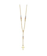 Genuine 14k Tri-tone Gold 2.5mm Ball Religious Cross Rosary 17+1" Necklace - €304,98 EUR Genuine 14k Tri-tone Gold 2.5mm Ball Religious Cross Rosary 17+1" Necklace - €304,98 EUR