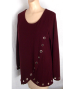 Vintage WEAR ABOUTS Burgundy Top Silver Tone Grommet Casual Crossover S ... - £11.72 GBP