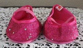 Build A Bear Workshop Fuchsia Glitter Sparkle Slip On Mary Janes Shoes - £7.27 GBP