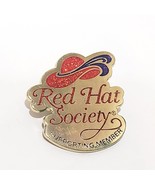 Red Hat Society Supporting Member Lapel Pin Brooch Gold Tone 1.5&quot; 2014 G... - £13.25 GBP