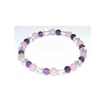 6Mm Amethyst, Rose Quartz &amp; Quartz Bracelet - £7.76 GBP