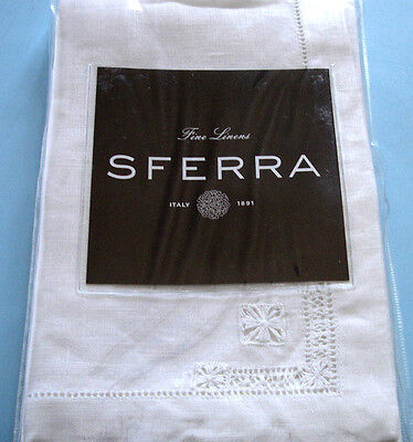 Primary image for Sferra Memento White Linen Napkins Hand Stitched Snowflakes 4 PC. 20x20" New