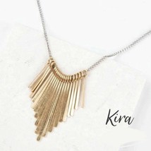 Plunder Design Trendy Jewelry Kira Gold Bars Silver Chain Necklace PN1801 - £6.99 GBP