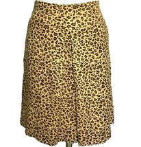 J McLaughlin Skirt 10 Leopard Print Womens Silk Blend Brown Career Work - £19.54 GBP