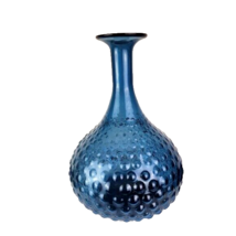 Sea Blue Hand Blown Hobnail Art Glass Large Vase - £23.19 GBP