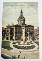 1910&#39;s Court House &amp; Solidiers&#39; Monument, Peoria Il. Post Card Divided Back - £6.24 GBP
