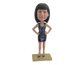 Custom Bobblehead Fashionable Lady Wearing A Top And Short Skirt With High Heels - £66.19 GBP