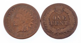 Lot of 2 Indian Cents (1874 VG and 1875 Good), Brown Color for Both - £41.06 GBP