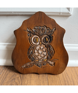 Vintage 60s 70s Wood Owl Plaque 7” x 6.5” - $33.96 CAD