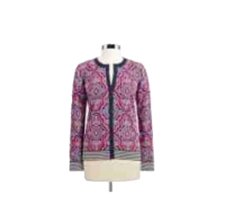 New Jones New York Blue Pink Paisley Cotton Cardigan Size M $79 - $39.99