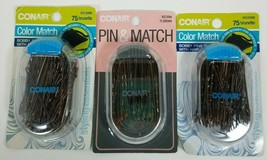 Conair Brunette Bobby Pins w/ Case 75 pc Lot of 3 #55308N Packaging May Vary - £7.98 GBP