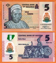 NIGERIA  2017  UNC 5 Naira Banknote Polymer Money Bill P-38h - $1.00