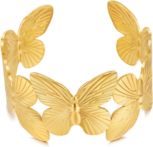 Mother&#39;s Day Gifts for Mom, Chunky Gold Cuff Bracelets for Women Vintage Gold Fl - £22.62 GBP
