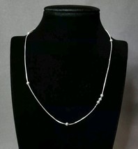 Sterling Silver Necklace Box Chain 19&quot; Station Beads 925 Italy Vintage J... - £18.57 GBP