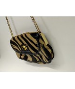 Badgley Mischka Black Leather &amp; Cheetah Animal Print Gold Chain Crossbod... - £78.35 GBP