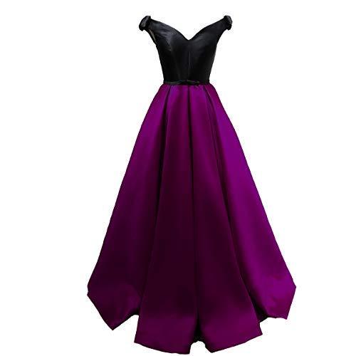 Custom Made Off The Shoulder Black Top Long Formal Prom Evening Dresses Purple