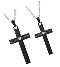Jewelry His and Hers Matching Set Heartbeat Cross - $1,161.57 MXN