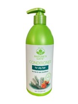 Natures Gate Herbal Conditioner Oily Hair 18 FL OZ Pump Tea Tree & Sea Buckthorn - £19.49 GBP