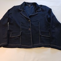 Laura G Jacket Women&#39;s Blue Vest With Fake Front Pockets &amp; Shoulder Pads... - $13.85