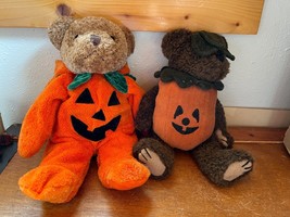 Lot of Boyds Dark Brown w Orange Pumpkin Costume &amp; Light Brown in Jack O Lantern - £11.66 GBP