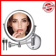 Rechargeable Chrome Lighted Makeup Mirror - 8&quot; Double-Sided 1X/10X Magni... - $972.66 MXN