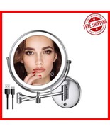 Rechargeable Chrome Lighted Makeup Mirror - 8&quot; Double-Sided 1X/10X Magni... - $972.66 MXN