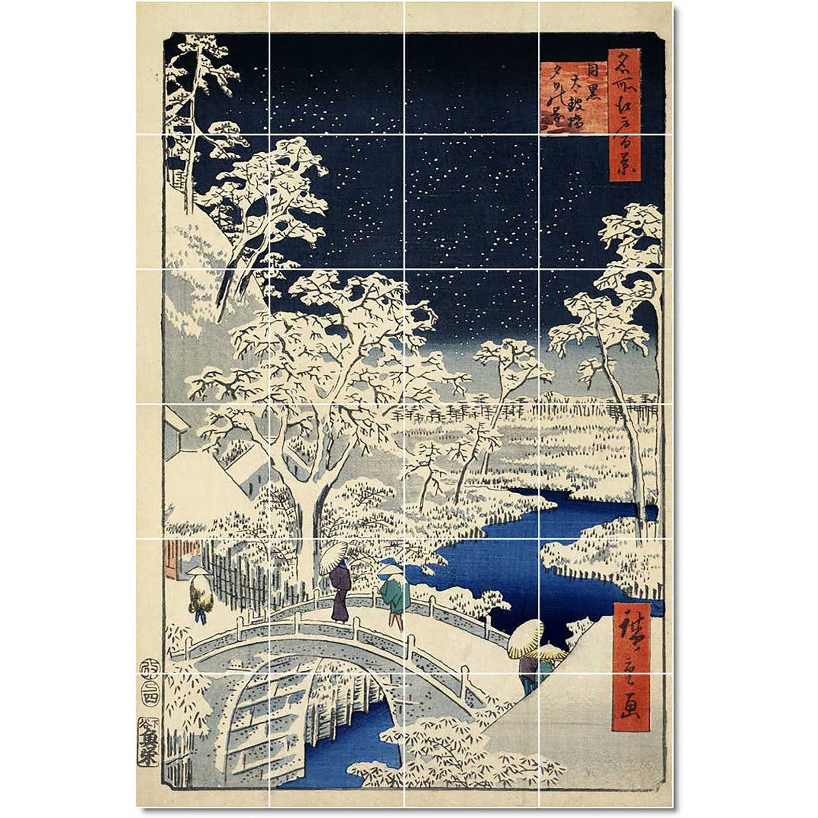 Hiroshige utagawa drum bridge at meguro and sunset hill