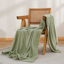 Sage Green, 50&quot; X 70&quot;, Luxury Flannel Fleece Super Soft Home Furnishing Throw - £35.91 GBP