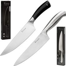 Chefs 8 Inch Chef Knife Set - Bonus 8&quot; Silver Chef Knife - Super Sharp H... - £17.52 GBP