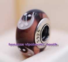 925 Sterling Silver Handmade Glass Bead Purple Ladybug Murano Glass Charm  - £3.31 GBP