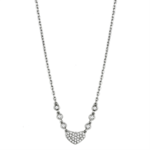 3W433 - Rhodium Brass Necklace with AAA Grade CZ  in Clear - $33.49