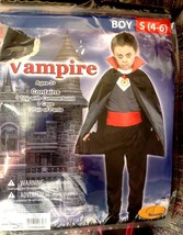 Vampire Costume Boys Size Small 4-6 Count Dracula Halloween Cosplay - £12.48 GBP
