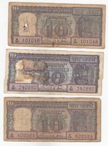 India, (Set Di 3) 10, Rupie L. K. Jha Insegne. Diamante Problema Molto U... - $12.28