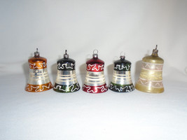 Blown Mercury Glass Bell Ornaments With Clackers Vintage Christmas Set of 4 - £97.34 GBP