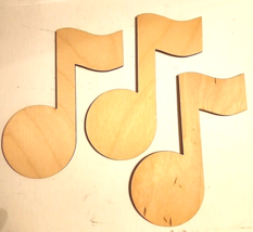 3 Wooden Music Notes Craft Unfinished for Crafts Song Piano Instrument    - £5.25 GBP