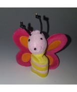 Pappa Geppetto Butterfly Plush FINGER PUPPET Small 3&quot; Manhattan Toy Pink... - £7.30 GBP
