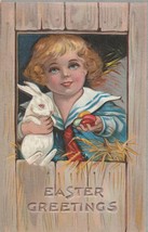 Vintage Postcard Easter Sailor Suit Boy Bunny Rabbit Easter Eggs 1911 - £6.29 GBP