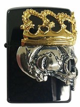 Black 3-sided Beauty Beast Crown Skull Titanium ZIPPO MIB Rare - £131.01 GBP